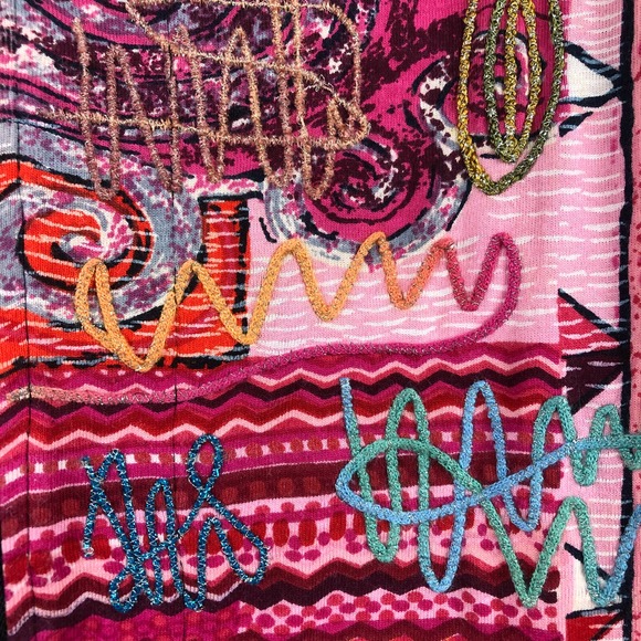 Spa by Chico's Jacket Womens 2 Large Full Zip Art To Wear Abstract Pink Colorful - Picture 6 of 12